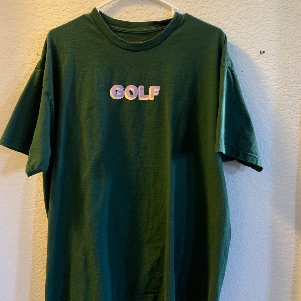 Pink and green golf shirt